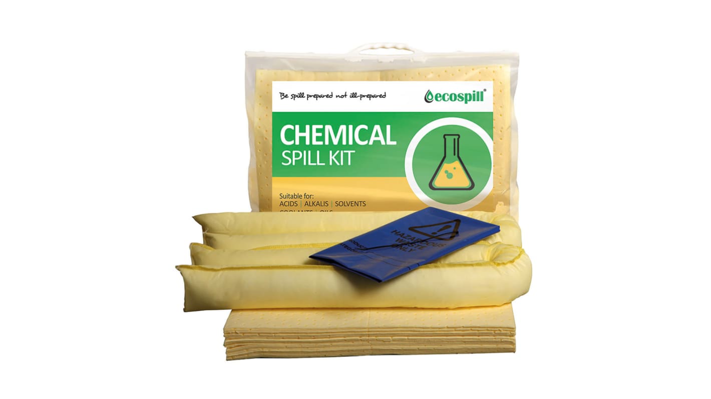 Kit de déversement contient Tampon x 20, chaussette x 2, sac à déchets et attache x 1 70 x 59 x 5 cm pour Produit