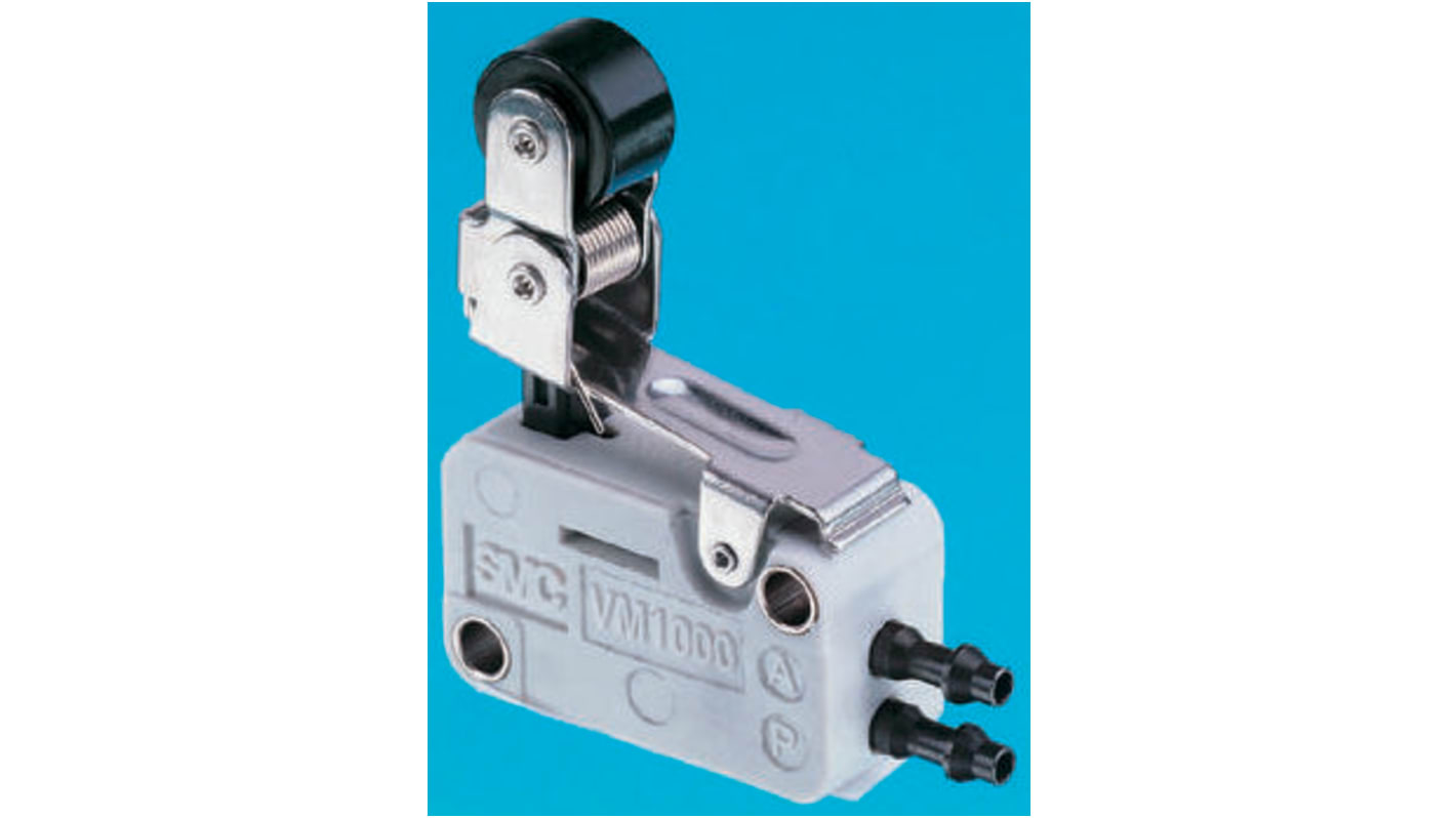 SMC Roller Lever 3/2 Pneumatic Manual Control Valve VM1000 Series, 2.5mm, III B