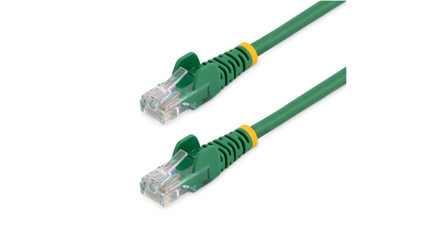 Cable Ethernet Cat5e U/UTP StarTech.com de color Verde, long. 2m, funda de PVC, Calificación CM