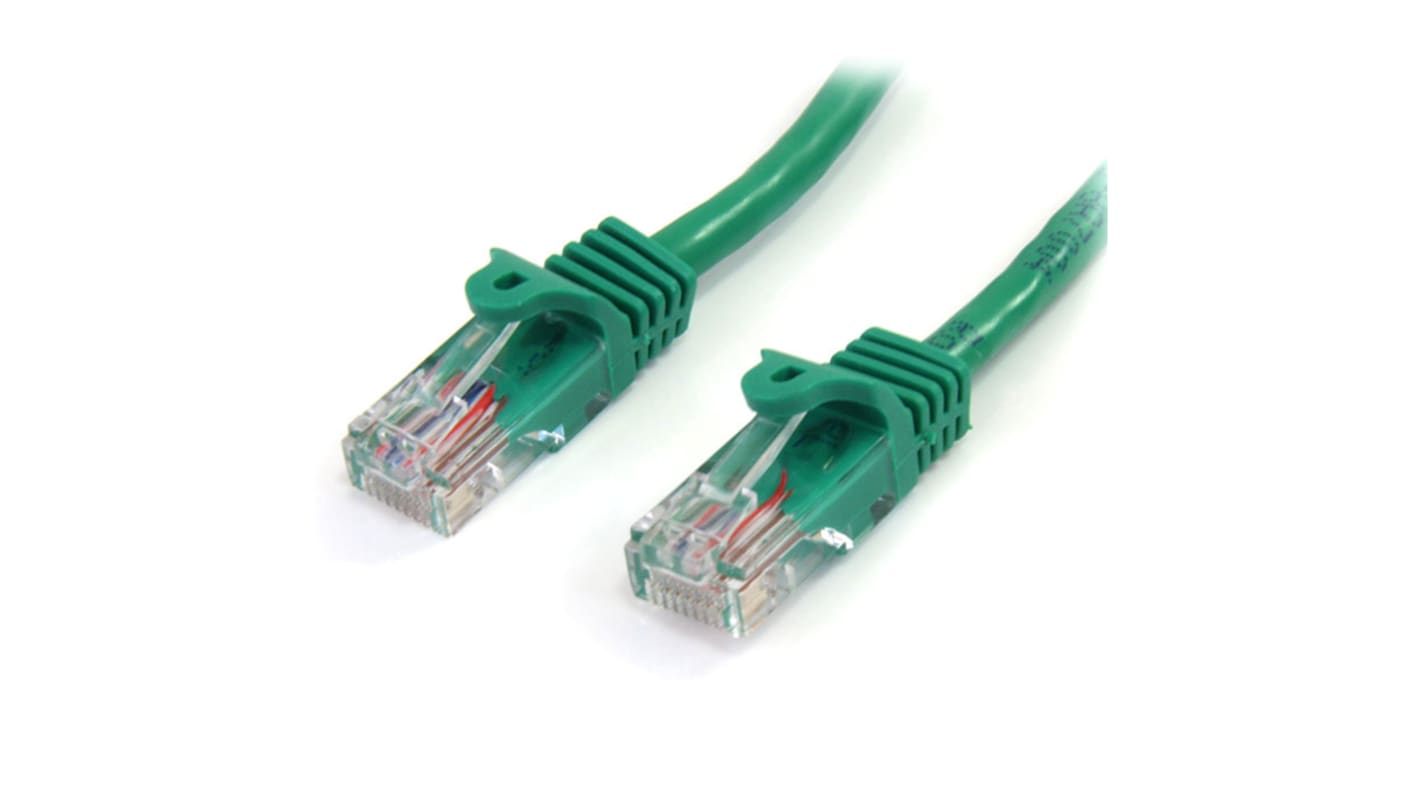 Cable Ethernet Cat5e U/UTP StarTech.com de color Verde, long. 3m, funda de PVC, Calificación CM
