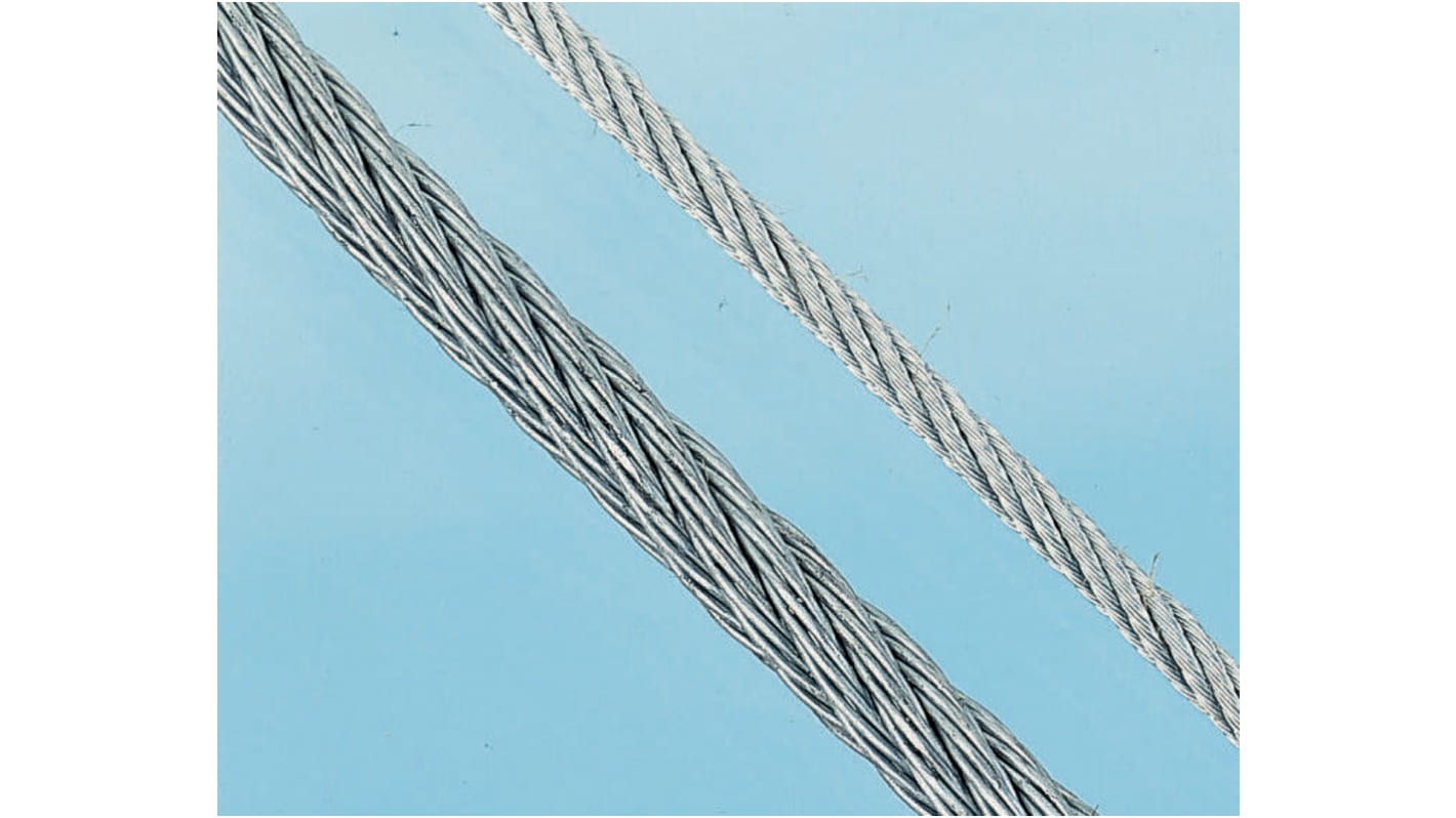 RS PRO Galvanised Metal Wire Rope, 75m