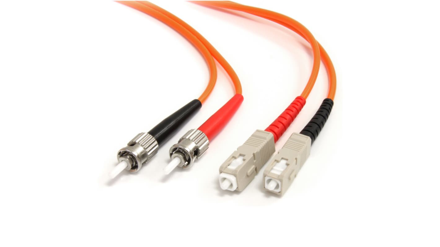 StarTech.com ST to SC Duplex Multi Mode OM1 Fibre Optic Cable, 62.5/125μm, Orange, 3m