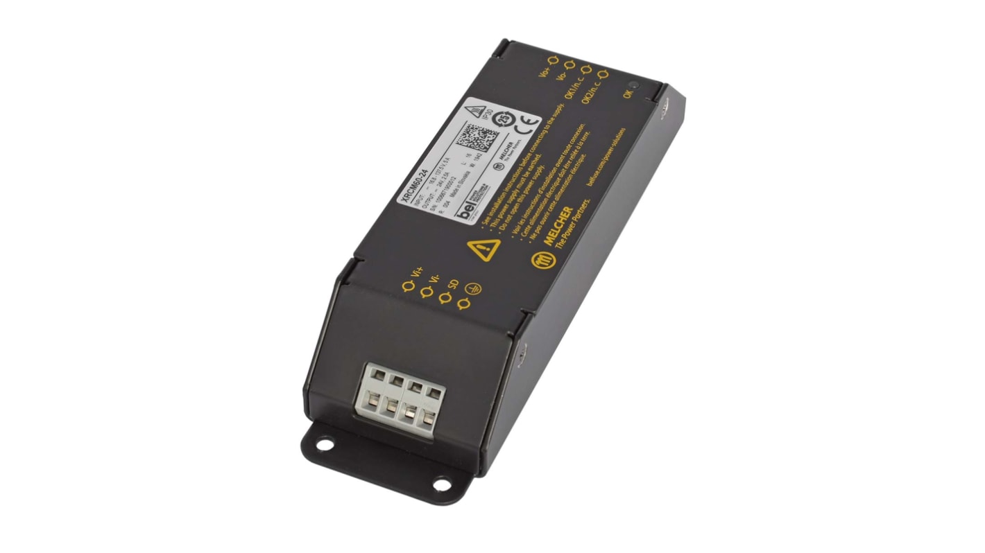 BEL POWER SOLUTIONS INC RCM DC-DC Converter, 24V dc/ 2.5A Output, 110 V dc Input, 60W, Chassis Mount, +70°C Max Temp