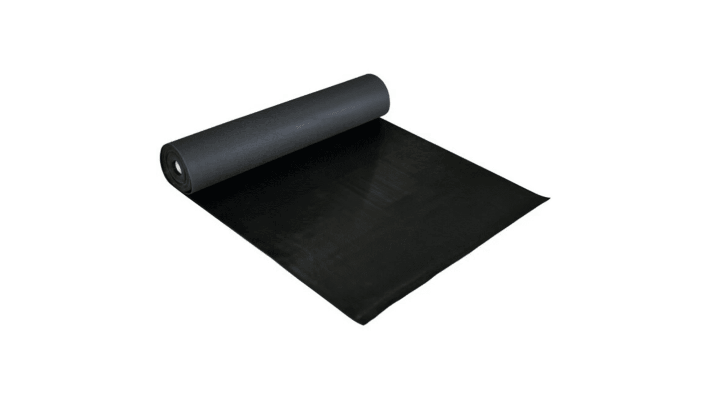 Coba Europe Black Anti-Slip Flooring Natural Rubber Mat, Ribbed Finish 2.5m x 0.9m x 3mm