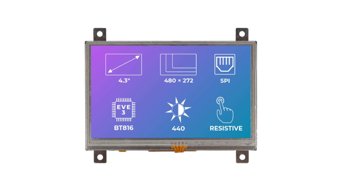 Riverdi RVT43ALBFWR00 TFT LCD Colour Display / Touch Screen, 4.3in, 1280 x 768pixels