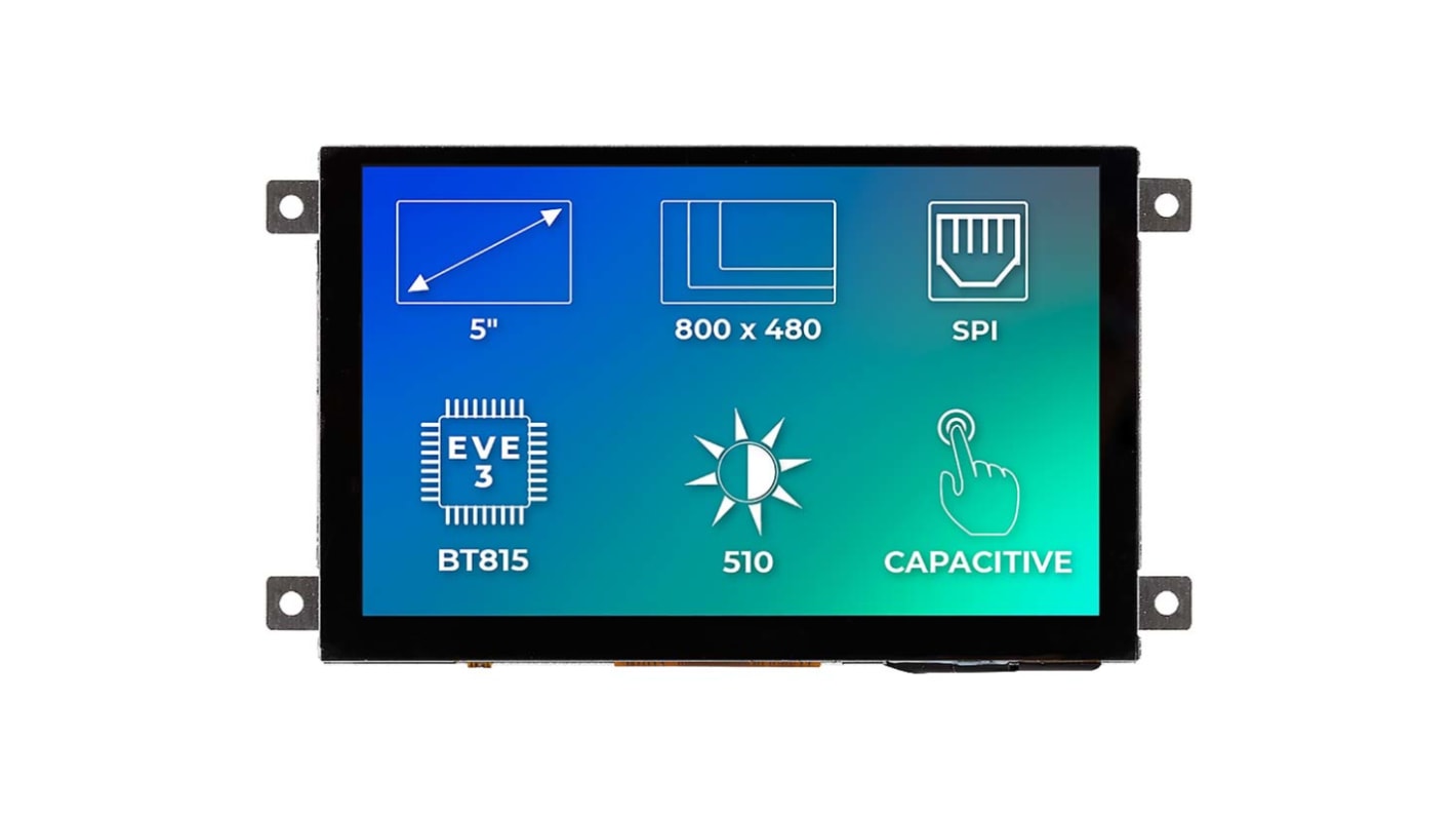 Riverdi RVT50AQBFWC00 TFT LCD Colour Display / Touch Screen, 5in, 800 x 480pixels