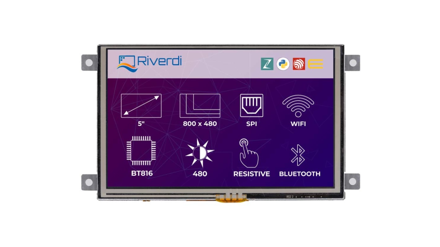 Display LCD a colori Riverdi, 5poll, interfaccia SPI, 800 x 480, touchscreen
