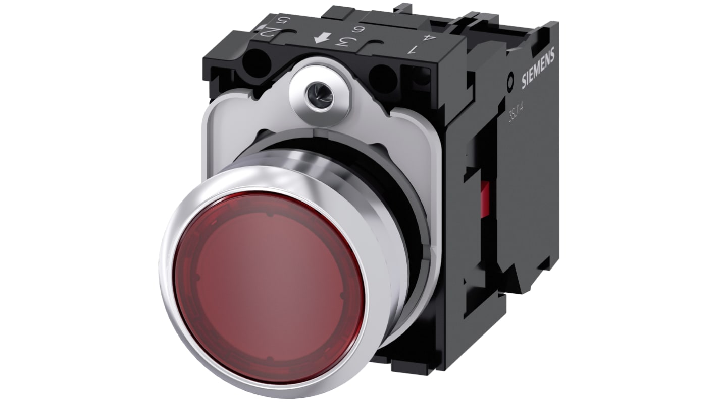 Siemens SIRIUS ACT 3SU11 Series Illuminated Push Button Complete Unit, 22mm Cutout, SPST, IP66, IP67, IP69(IP69K)