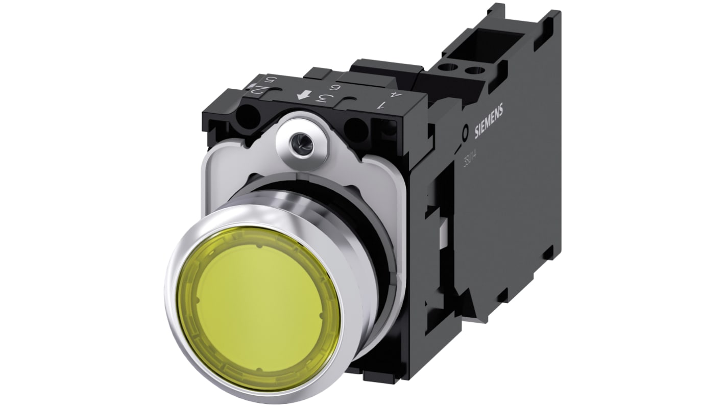 Siemens SIRIUS ACT 3SU11 Series Illuminated Push Button Complete Unit, 22mm Cutout, SPST, IP66, IP67, IP69(IP69K)