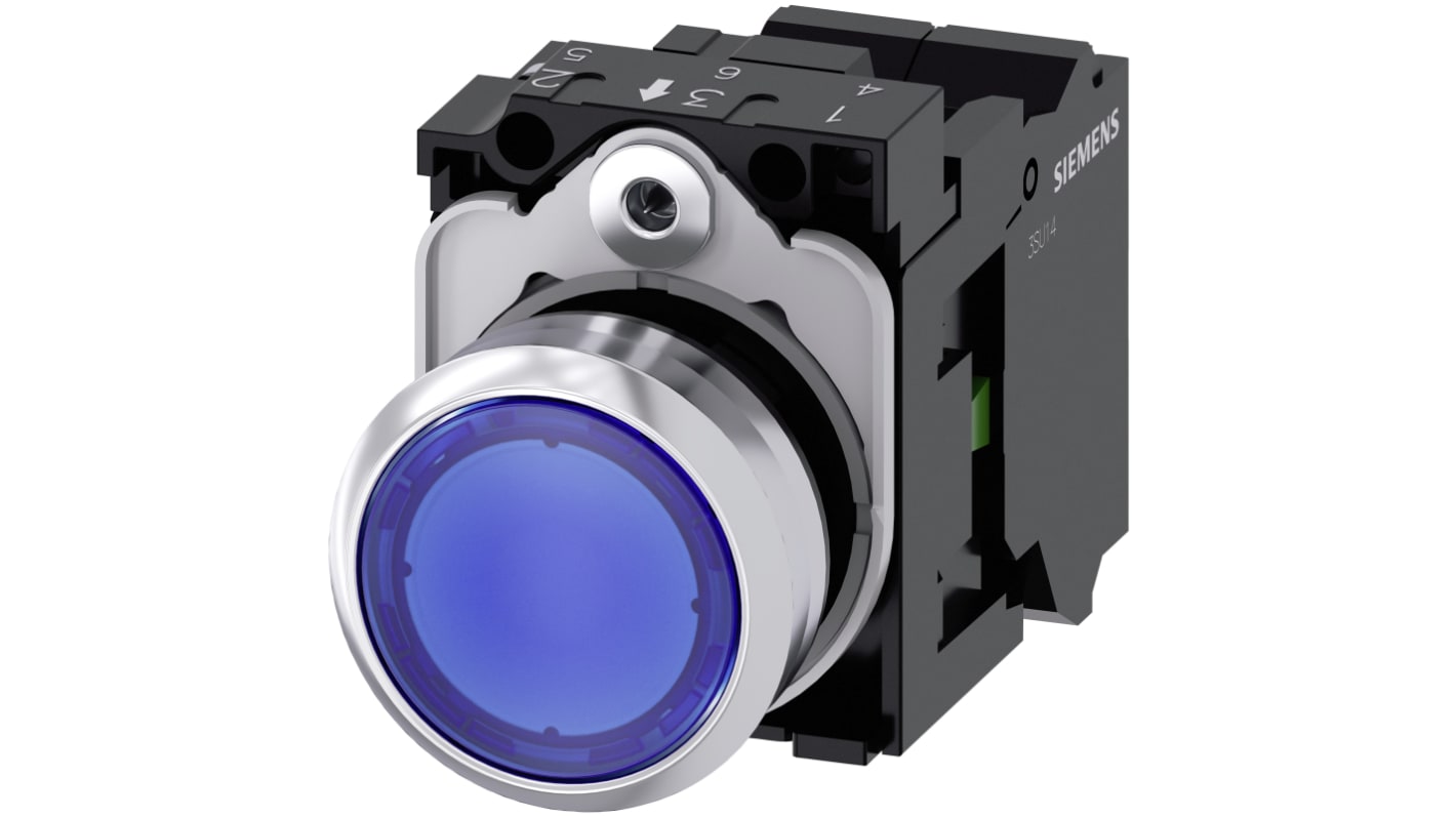 Siemens SIRIUS ACT 3SU11 Series Illuminated Push Button Complete Unit, 22mm Cutout, SPST, IP66, IP67, IP69(IP69K)