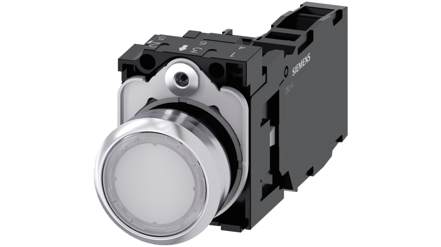 Siemens 带灯按钮开关, Φ22mm开孔, 白色圆形塑料, SPST, IP66, IP67, IP69(IP69K), SIRIUS ACT 3SU11系列