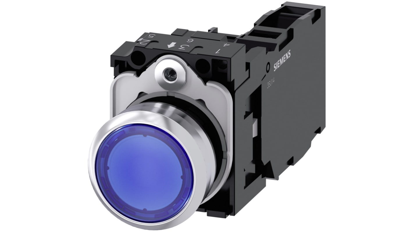 Siemens SIRIUS ACT Series Illuminated Push Button Complete Unit, 22mm Cutout, SPST, IP66, IP67, IP69(IP69K)