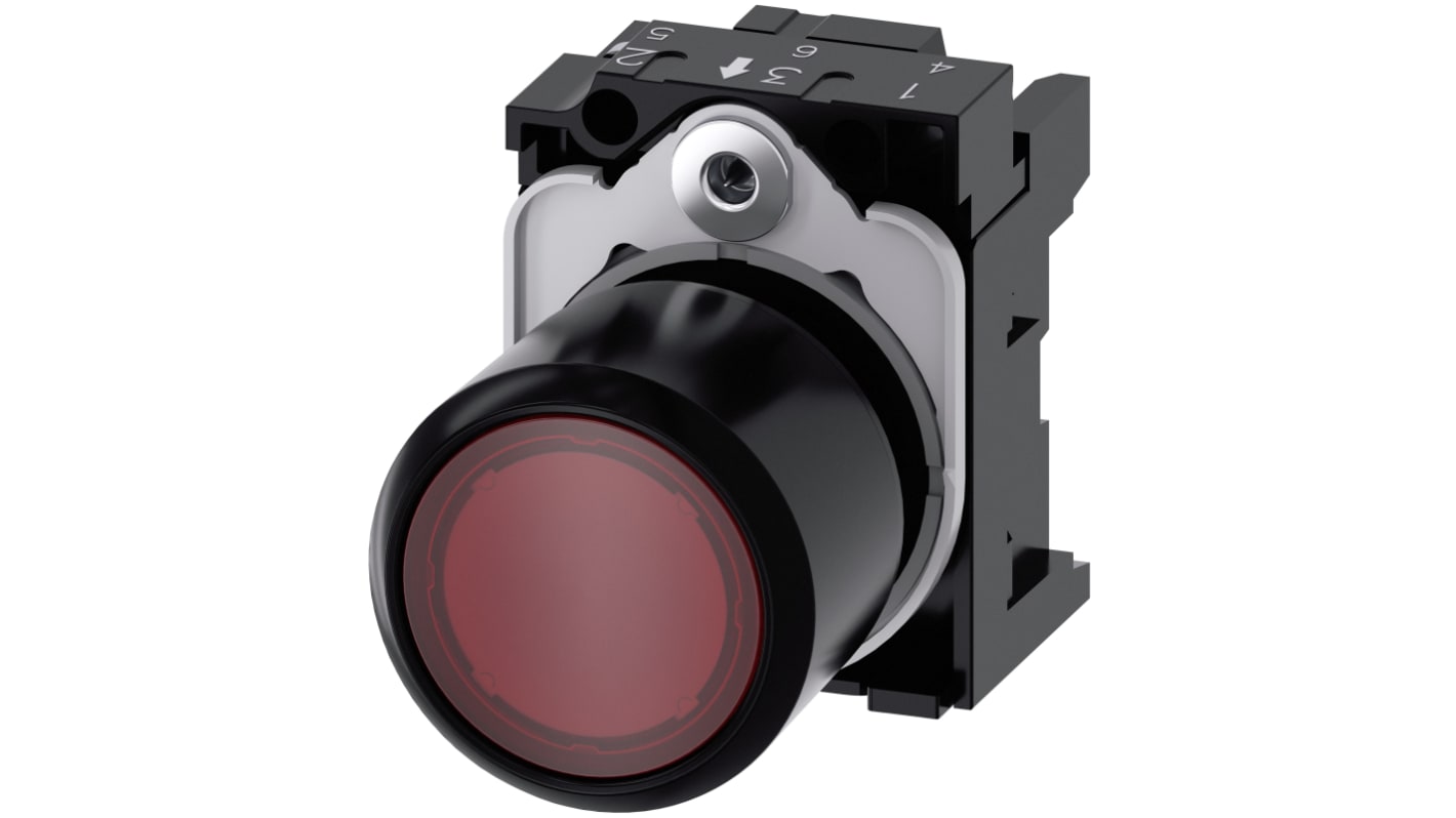 Siemens 红色圆形按钮头, Φ22mm开孔, Φ29.5mm按钮, 瞬时, IP66, IP67, IP69K, SIRIUS ACT 3SU12系列