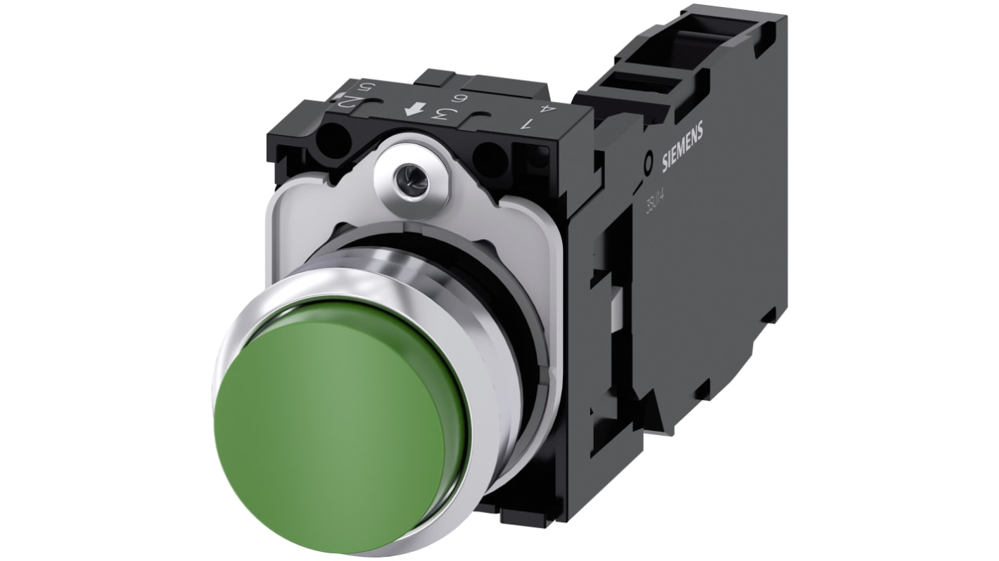 Siemens 按钮开关, Φ22mm开孔, 绿色圆形塑料, SPST, IP66, IP67, IP69(IP69K), SIRIUS ACT 3SU11系列