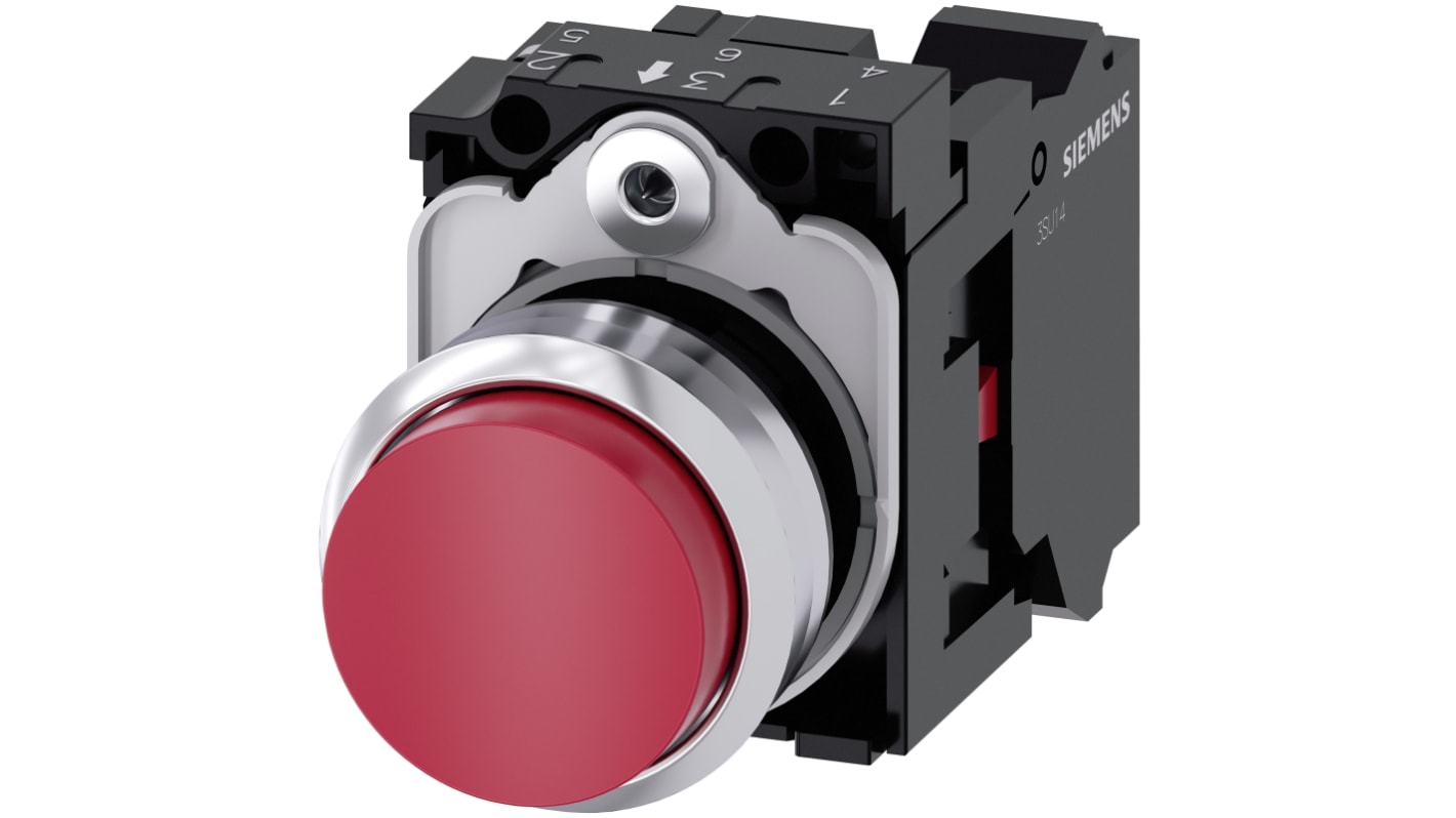 Siemens SIRIUS ACT 3SU11 Series Push Button Complete Unit, 22mm Cutout, SPST, IP66, IP67, IP69(IP69K)