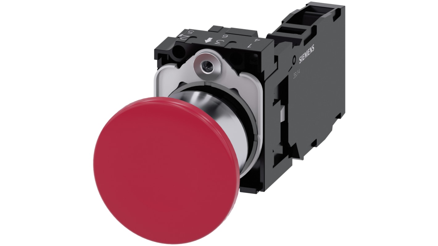 Siemens SIRIUS ACT Series Push Button Complete Unit, 22mm Cutout, SPST, IP66, IP67, IP69(IP69K)