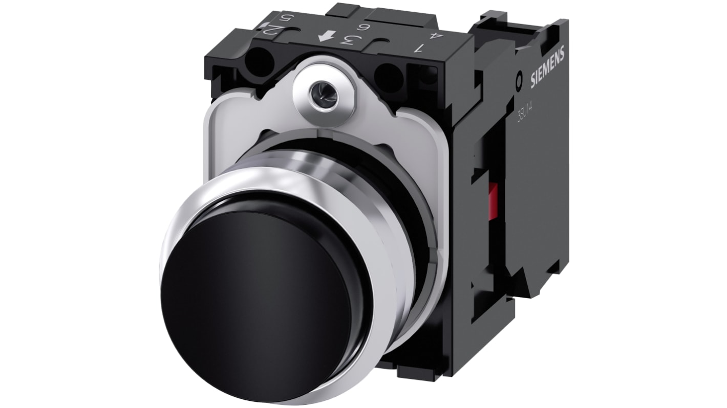Siemens 按钮开关, Φ22mm开孔, 黑色圆形塑料, 单刀单掷, IP66, IP67, IP69(IP69K), SIRIUS ACT 3SU11系列