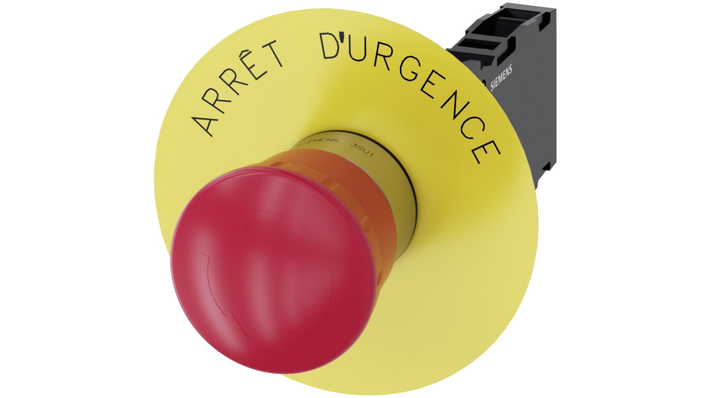 Siemens SIRIUS ACT 3SU11 Series Twist Release Emergency Stop Push Button, Panel Mount, 22mm Cutout, SPDT, IP66, IP67,