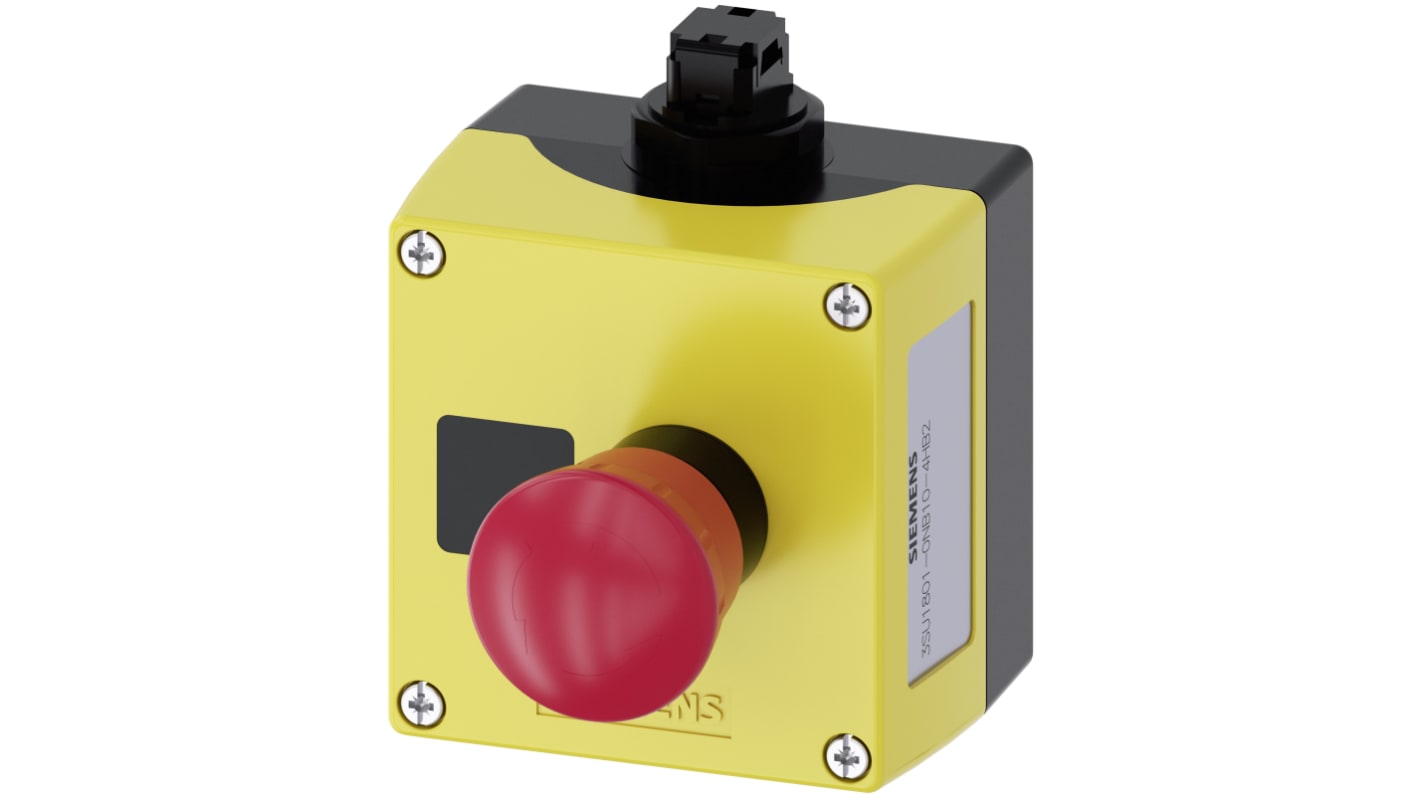 Siemens 3SU1 Series Twist Release Emergency Stop Push Button, Surface Mount, SPDT, IP66, IP67, IP69