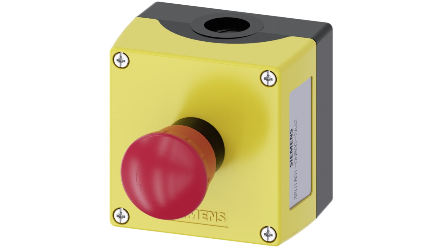 Siemens SIRIUS ACT 3SU18 Series Twist Release Emergency Stop Push Button, Surface Mount, 22mm Cutout, SPDT, IP66, IP67,
