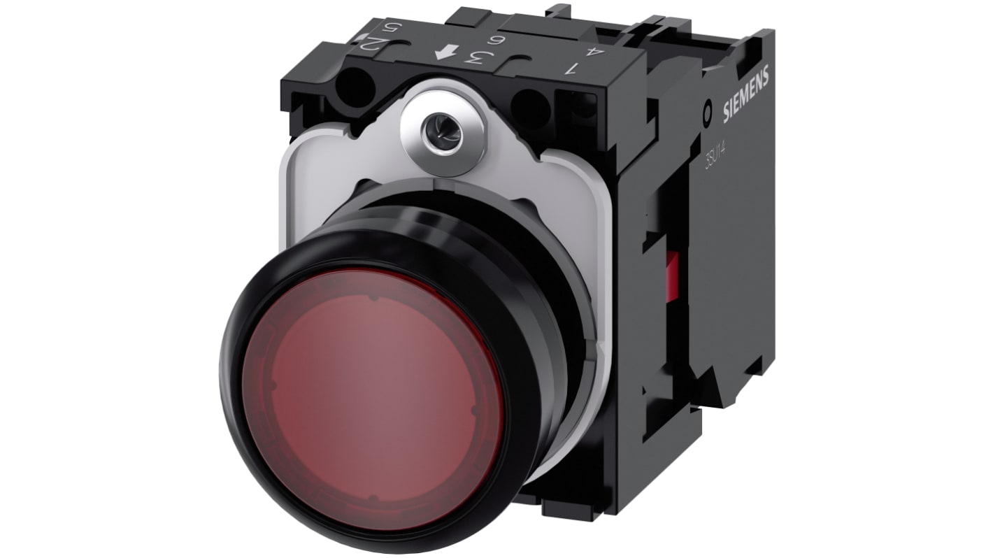 Siemens SIRIUS ACT 3SU11 Series Illuminated Push Button Complete Unit, 22mm Cutout, SPST, IP66, IP67, IP69(IP69K)