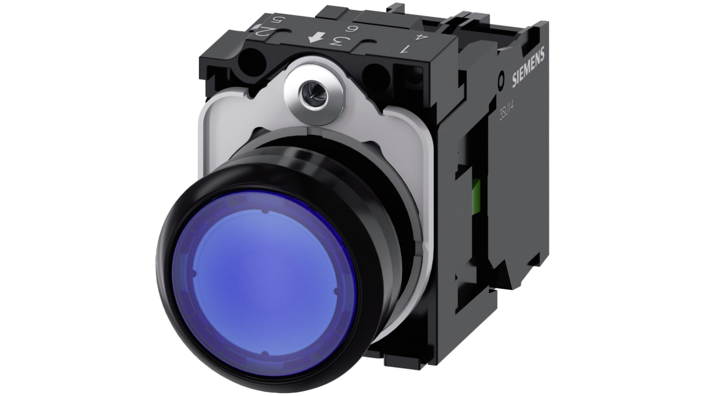Siemens SIRIUS ACT 3SU11 Series Illuminated Push Button Complete Unit, 22mm Cutout, SPST, IP66, IP67, IP69(IP69K)
