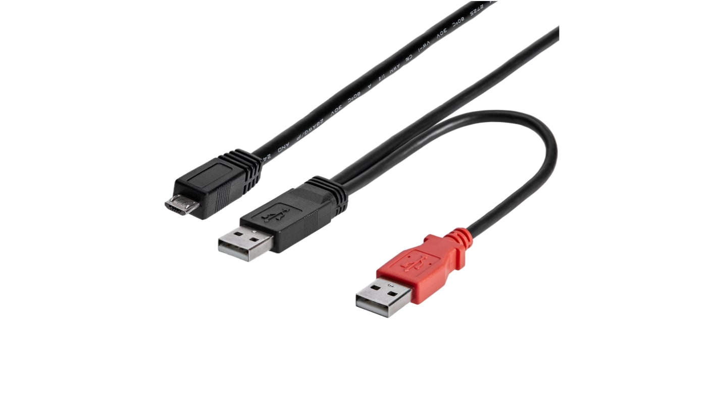 Kabel USB Złącze A USB A Złącze B Micro USB typu B dł. 0.9m Kabel USB-A do USB Micro-B USB 2.0 kolor: Czarny