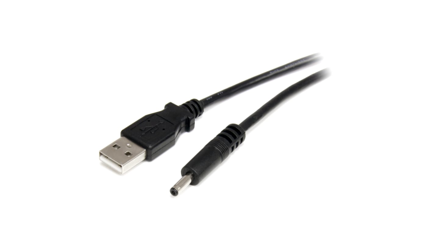 Kabel USB Złącze A USB A Złącze B Cylindryczne złącze zasilająca dł. 900mm Kabel zasilający USB USB 2.0 kolor: Czarny