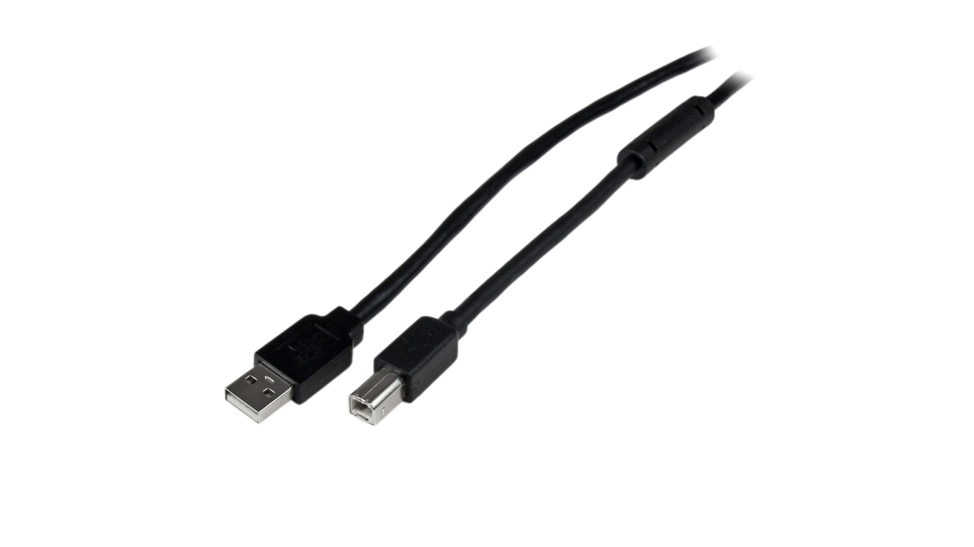 Kabel USB Złącze A USB A Złącze B USB B dł. 20m Kabel USB-A do USB-B USB 2.0 kolor: Czarny