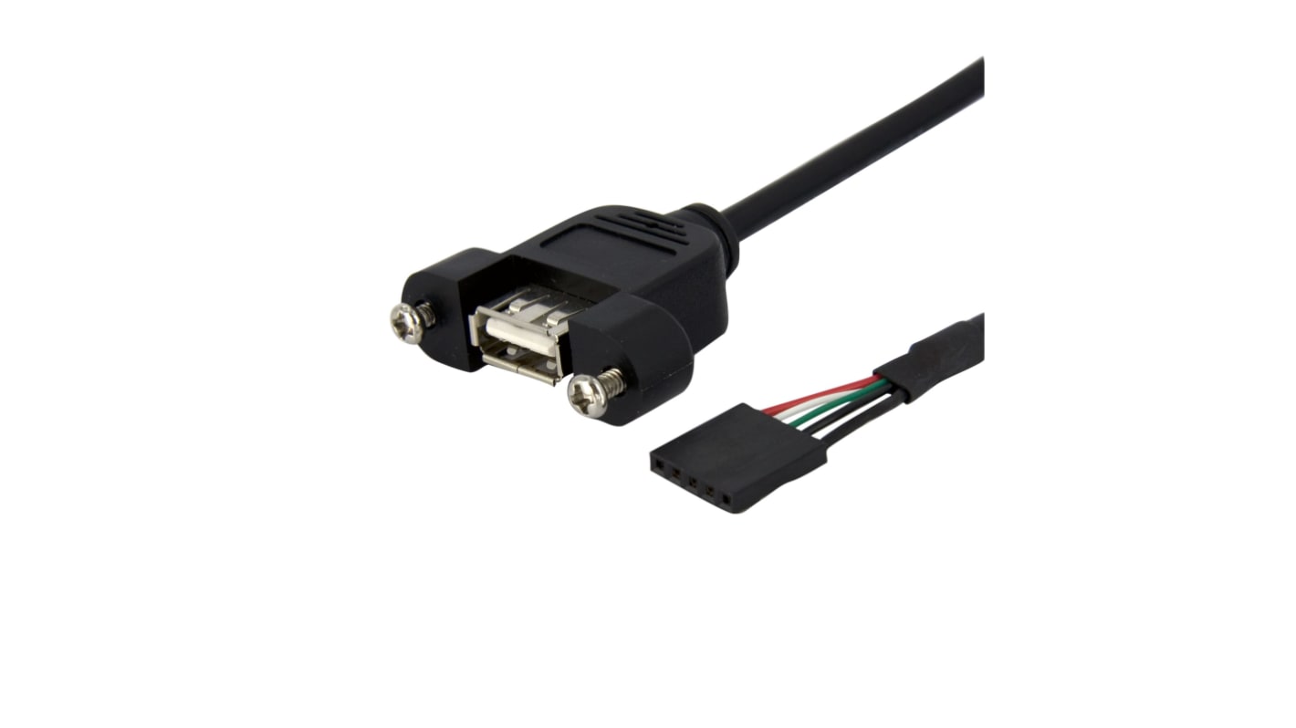 StarTech.com USB 2.0 Cable, Female 5 Pin IDC to Female USB A Panel Mount USB Cable, 0.9m