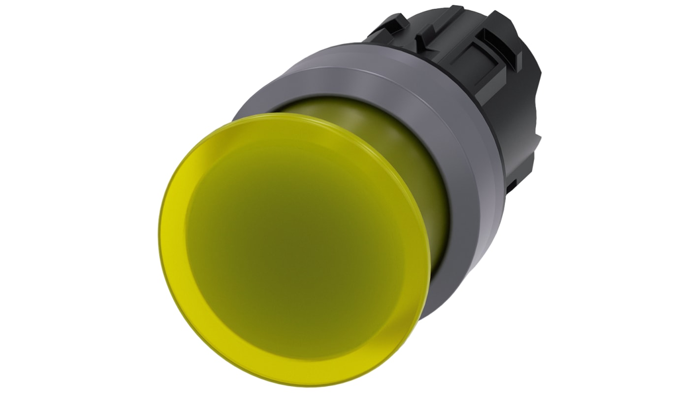 Siemens SIRIUS ACT Series Yellow Momentary Push Button Head, 22mm Cutout, IP66, IP67, IP69K