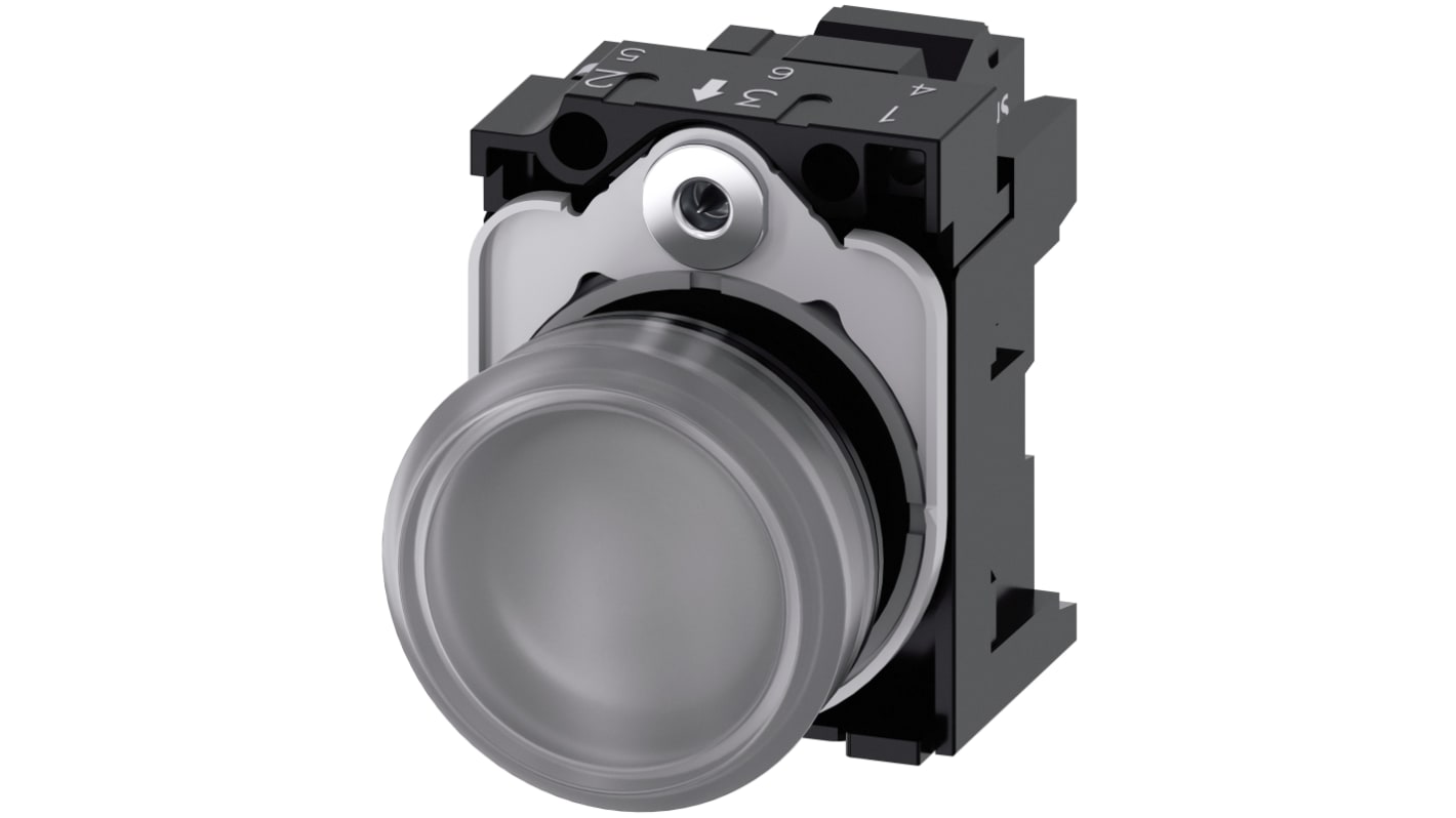 Siemens 白色圆形指示灯, Φ22mm开孔, 230V 交流, 塑料主体, 面板安装, SIRIUS ACT 3SU11系列