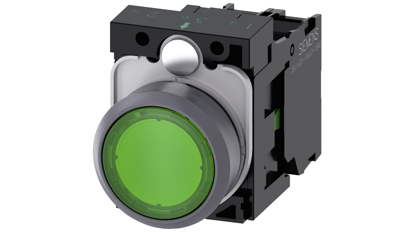 Siemens SIRIUS ACT Series Illuminated Push Button Complete Unit, 22mm Cutout, SPST, IP66, IP67, IP69(IP69K)