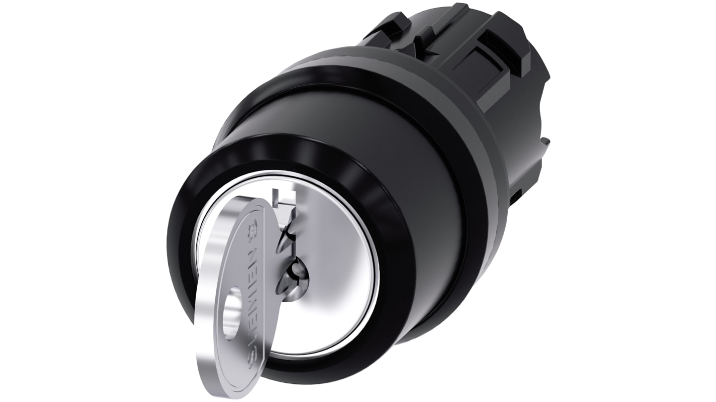 Siemens SB30钥匙开关头, Φ22mm开孔, 3档位, 闭锁型操作, 2条钥匙, IP66, IP67, IP69(IP69K), SIRIUS ACT 3SU10系列