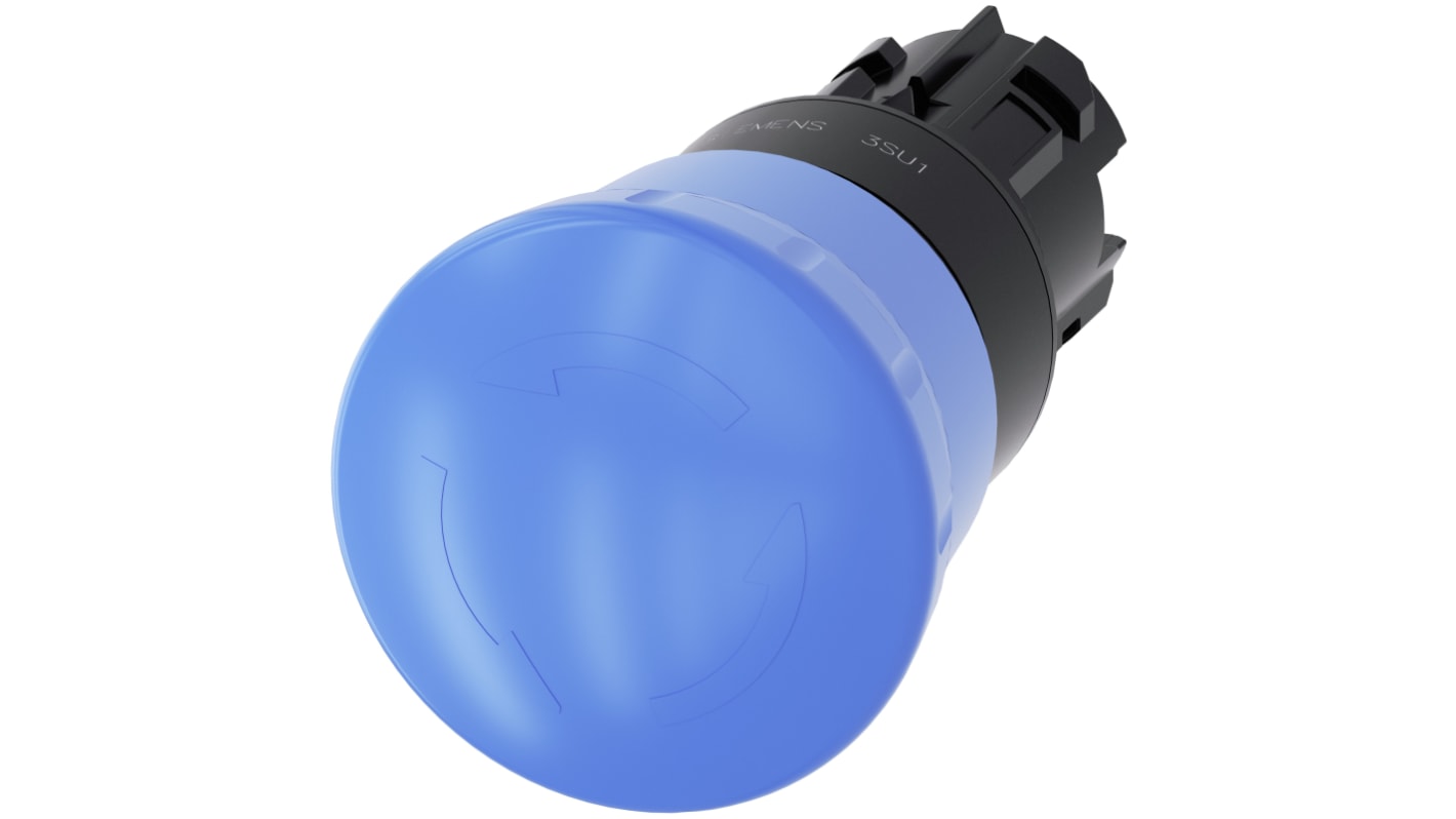 Siemens 蓝色圆形按钮头, Φ22mm开孔, Φ40mm按钮, 闭锁, IP66, IP67, IP69K, SIRIUS ACT 3SU10系列