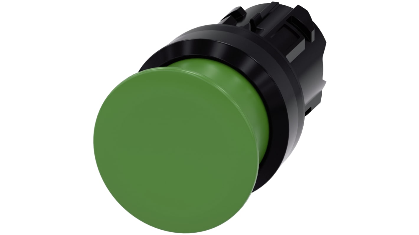 Siemens 绿色圆形按钮头, Φ22mm开孔, Φ30mm按钮, 瞬时, IP66, IP67, IP69K, SIRIUS ACT 3SU10系列