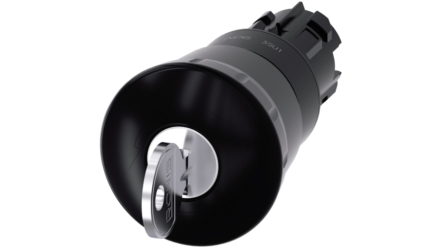 Cabezal de pulsador Siemens serie SIRIUS ACT, Ø 22mm, de color Negro, Enclavamiento, IP66, IP67, IP69K