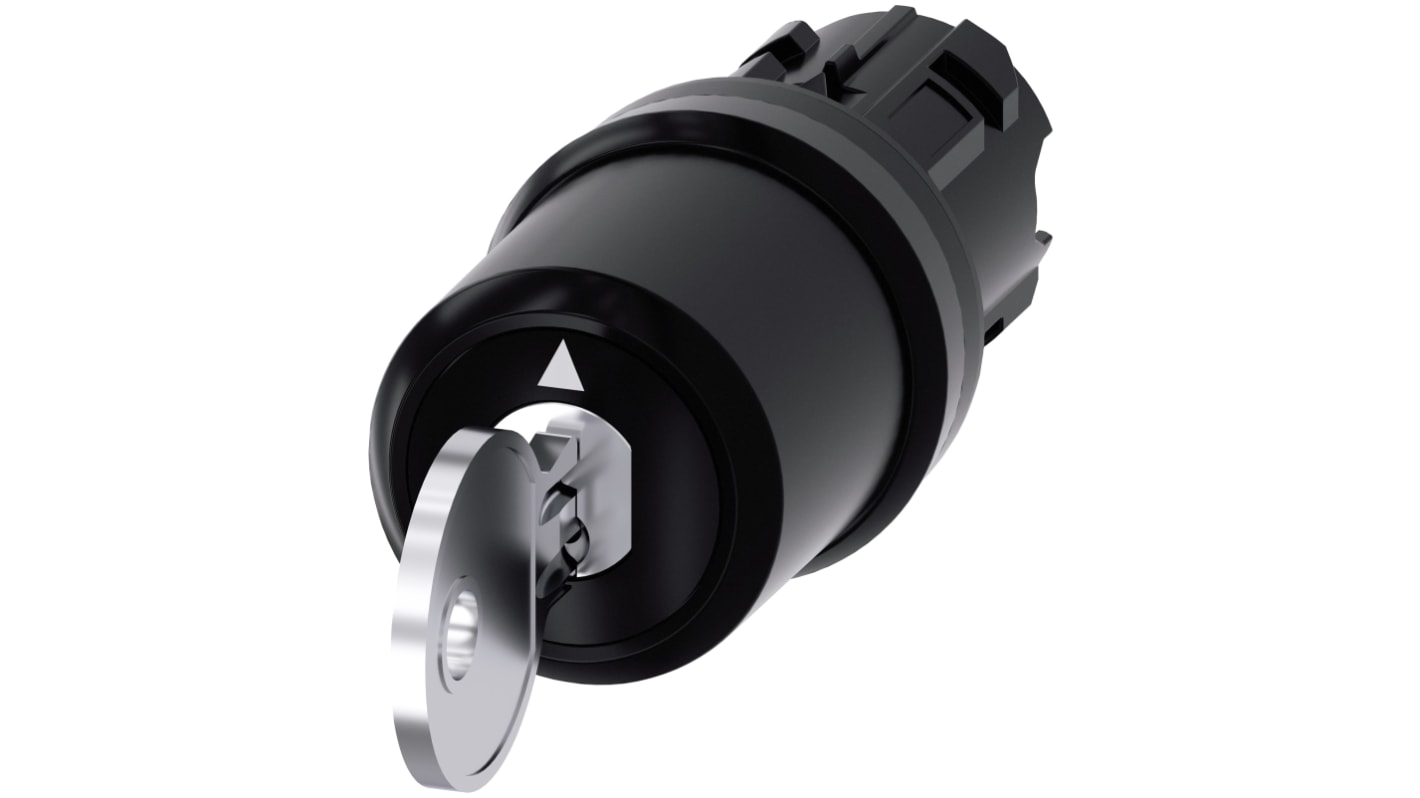 Siemens キースイッチヘッド, 3 ノッチ, ラッチ, カットアウト直径：22mm, 3SU1000-5JL01-0AA0