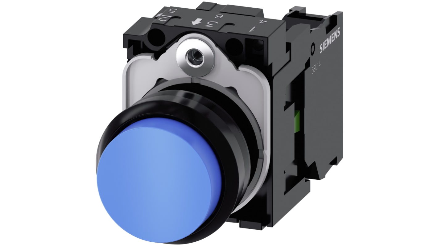 Siemens SIRIUS ACT 3SU11 Series Push Button Complete Unit, 22mm Cutout, SPST, IP66, IP67, IP69(IP69K)