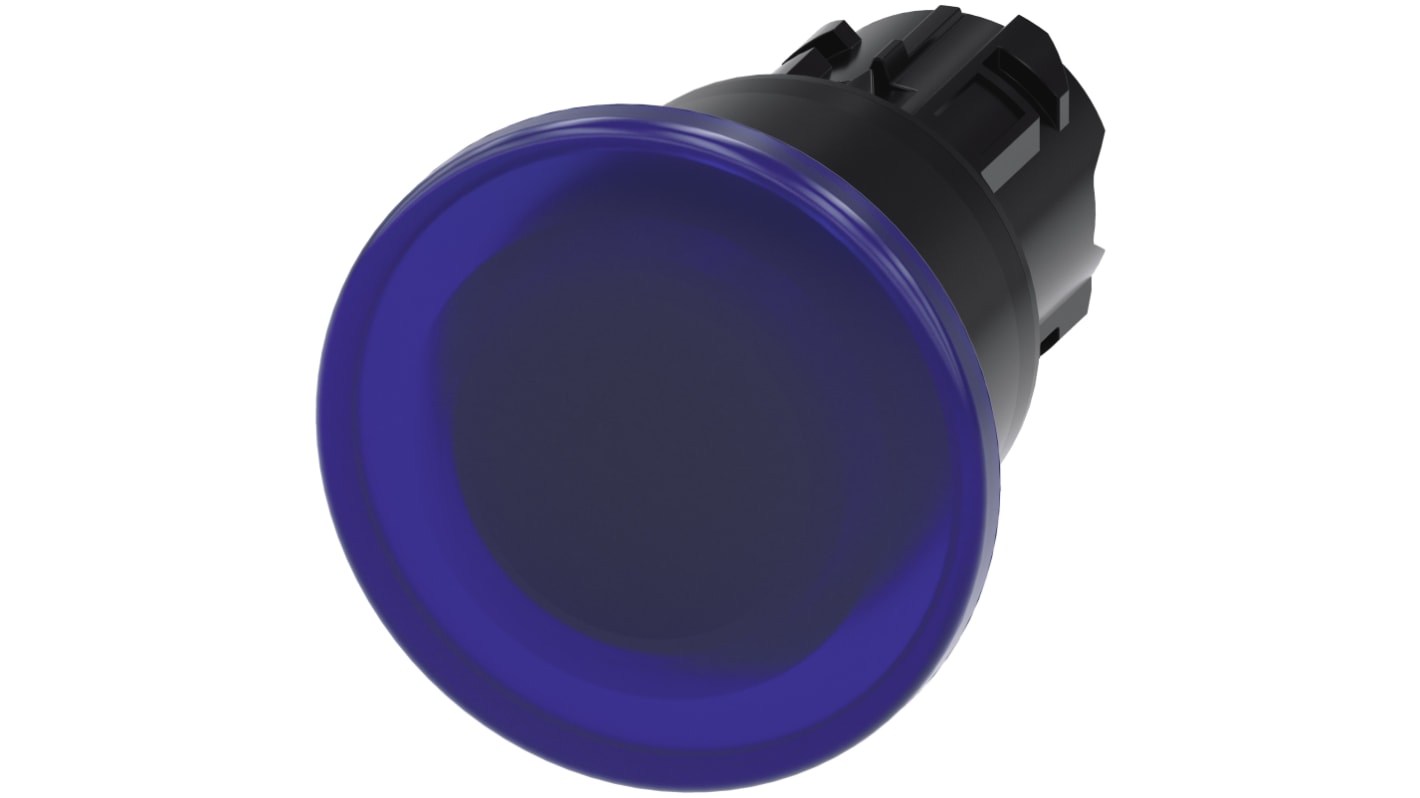 Siemens SIRIUS ACT 3SU10 Series Blue Latching Push Button Head, 22mm Cutout, IP66, IP67, IP69K