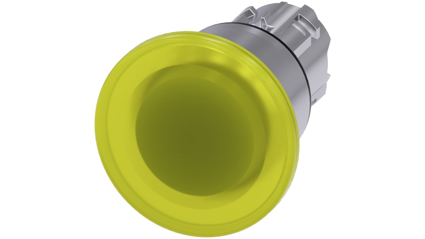 Siemens 黄色圆形按钮头, Φ22mm开孔, Φ40mm按钮, 闭锁, IP66, IP67, IP69K, SIRIUS ACT 3SU10系列