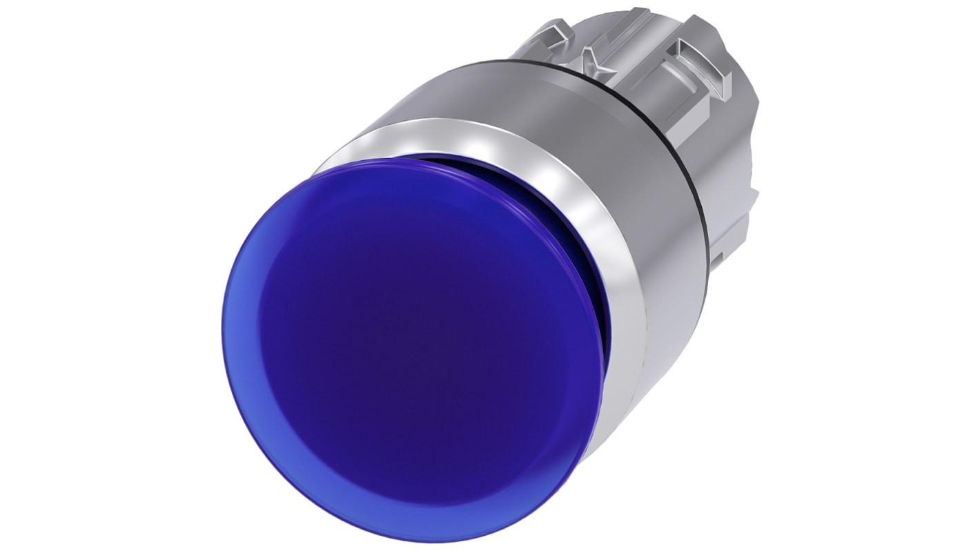 Siemens SIRIUS ACT 3SU10 Series Blue Latching Push Button Head, 22mm Cutout, IP66, IP67, IP69K