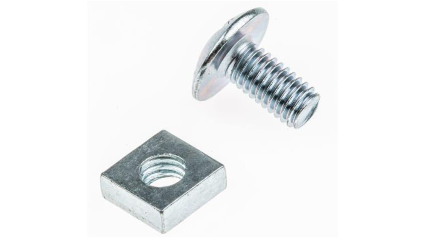 Clear Passivated Zinc Plated Steel Roofing Bolt, M10 x 60mm