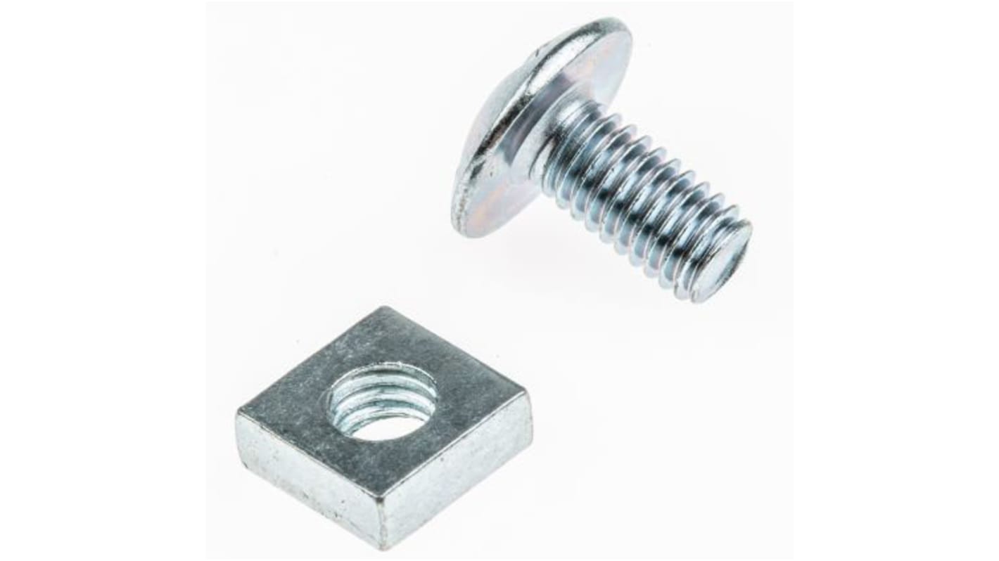 Clear Passivated Zinc Plated Steel Roofing Bolt, M10 x 80mm