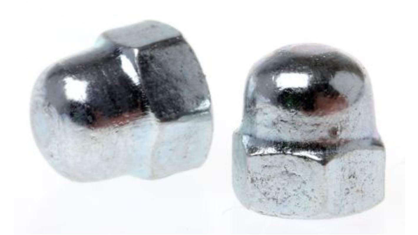 RS PRO, Bright Zinc Plated Steel Dome Nut, DIN 1587, M10