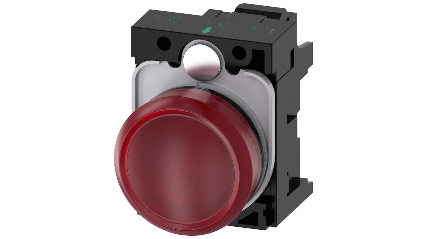 Indicateur LED Siemens Rouge 230V c.a., Ø découpe 22mm, Montage panneau