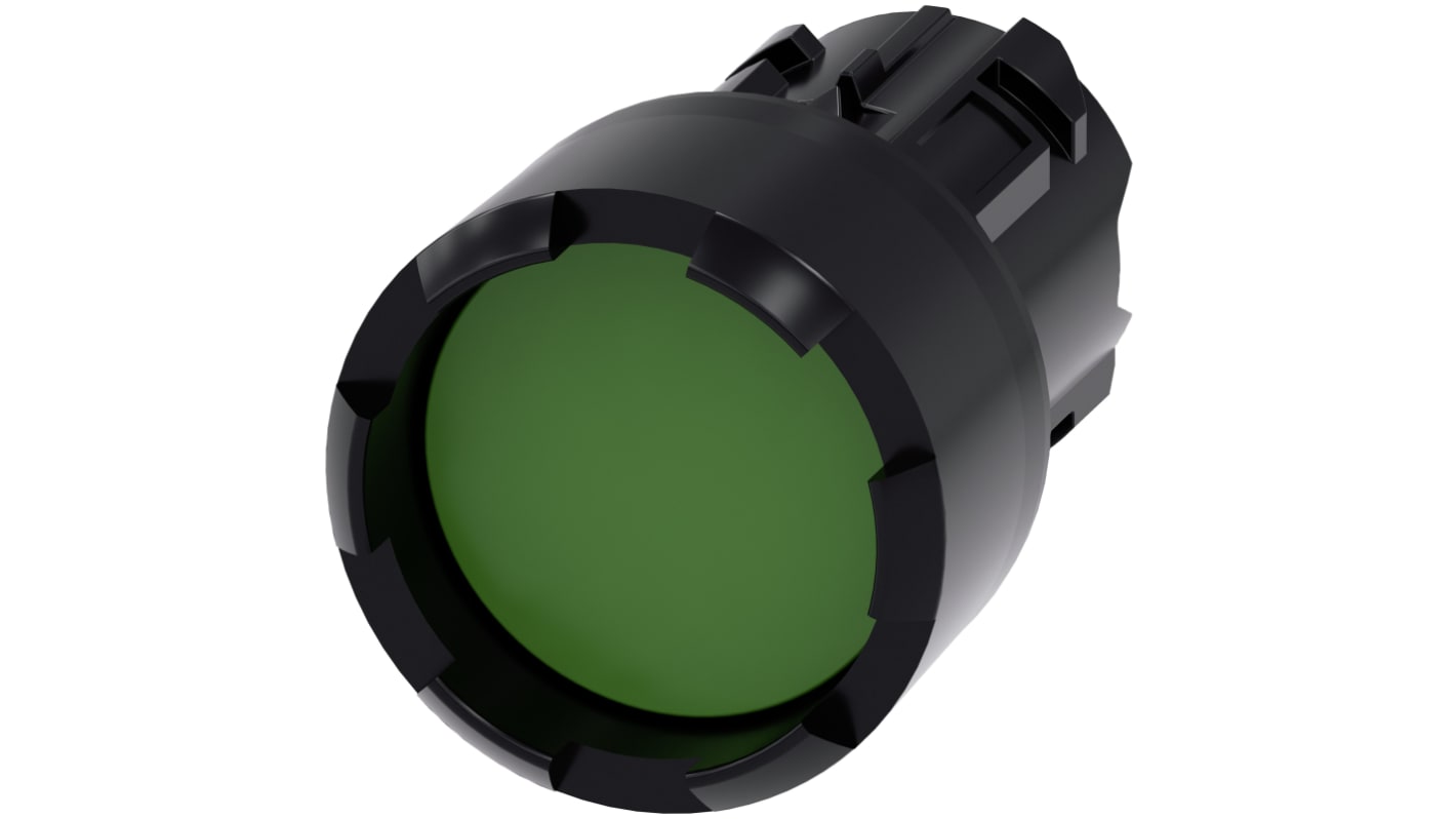 Siemens 绿色圆形按钮头, Φ22mm开孔, Φ29.5mm按钮, 瞬时, IP66, IP67, IP69K, SIRIUS ACT 3SU10系列