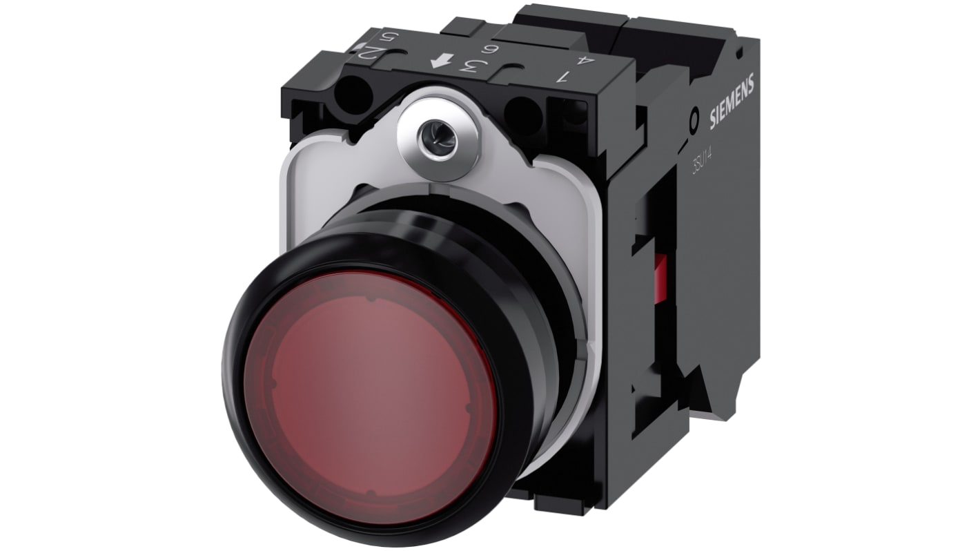 Siemens 带灯按钮开关, Φ22mm开孔, 红色圆形塑料, 单刀单掷, IP66, IP67, IP69(IP69K), SIRIUS ACT 3SU11系列