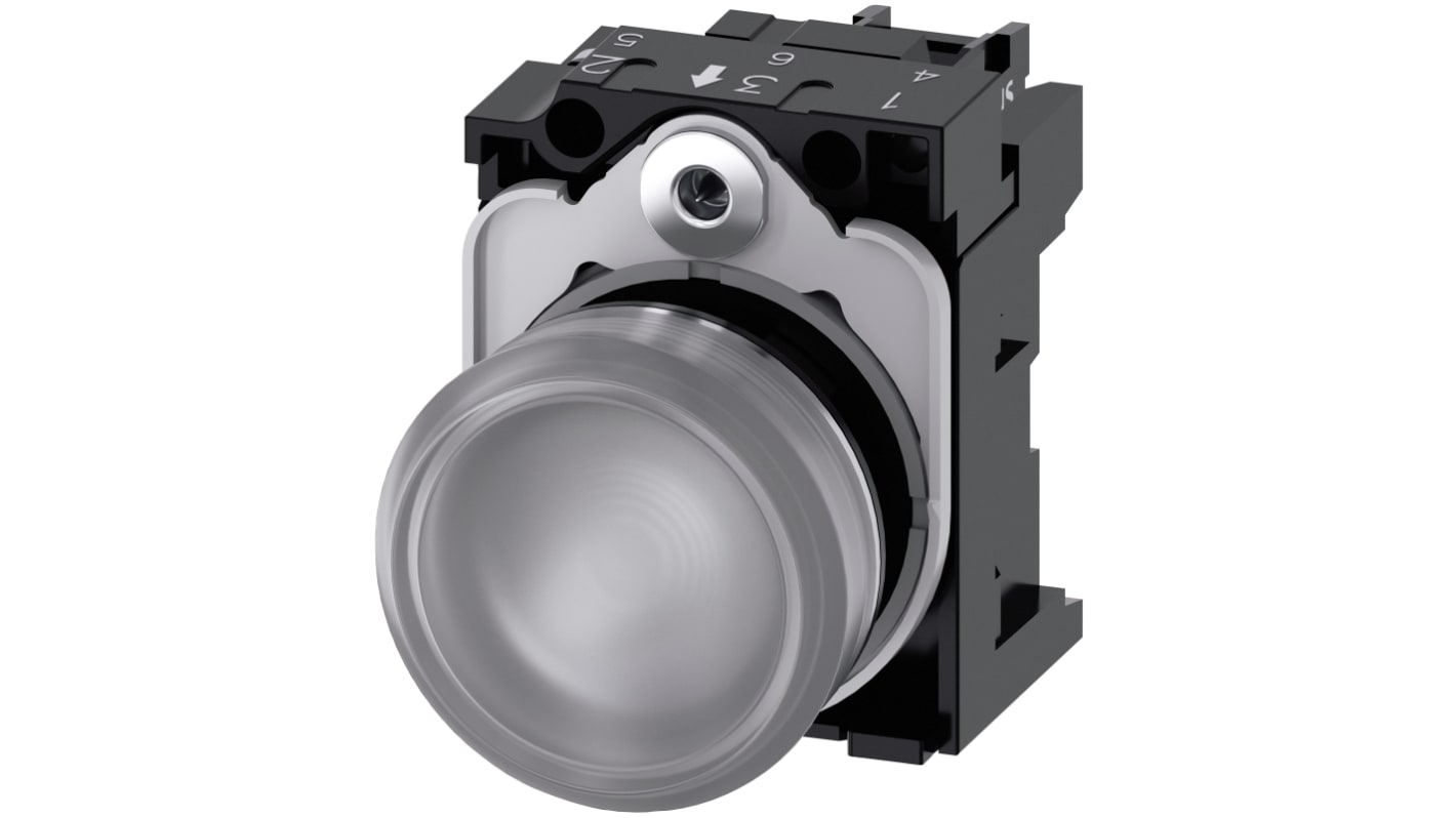 Siemens 白色圆形指示灯, Φ22mm开孔, 110V 交流, 金属主体, 面板安装, SIRIUS ACT 3SU11系列