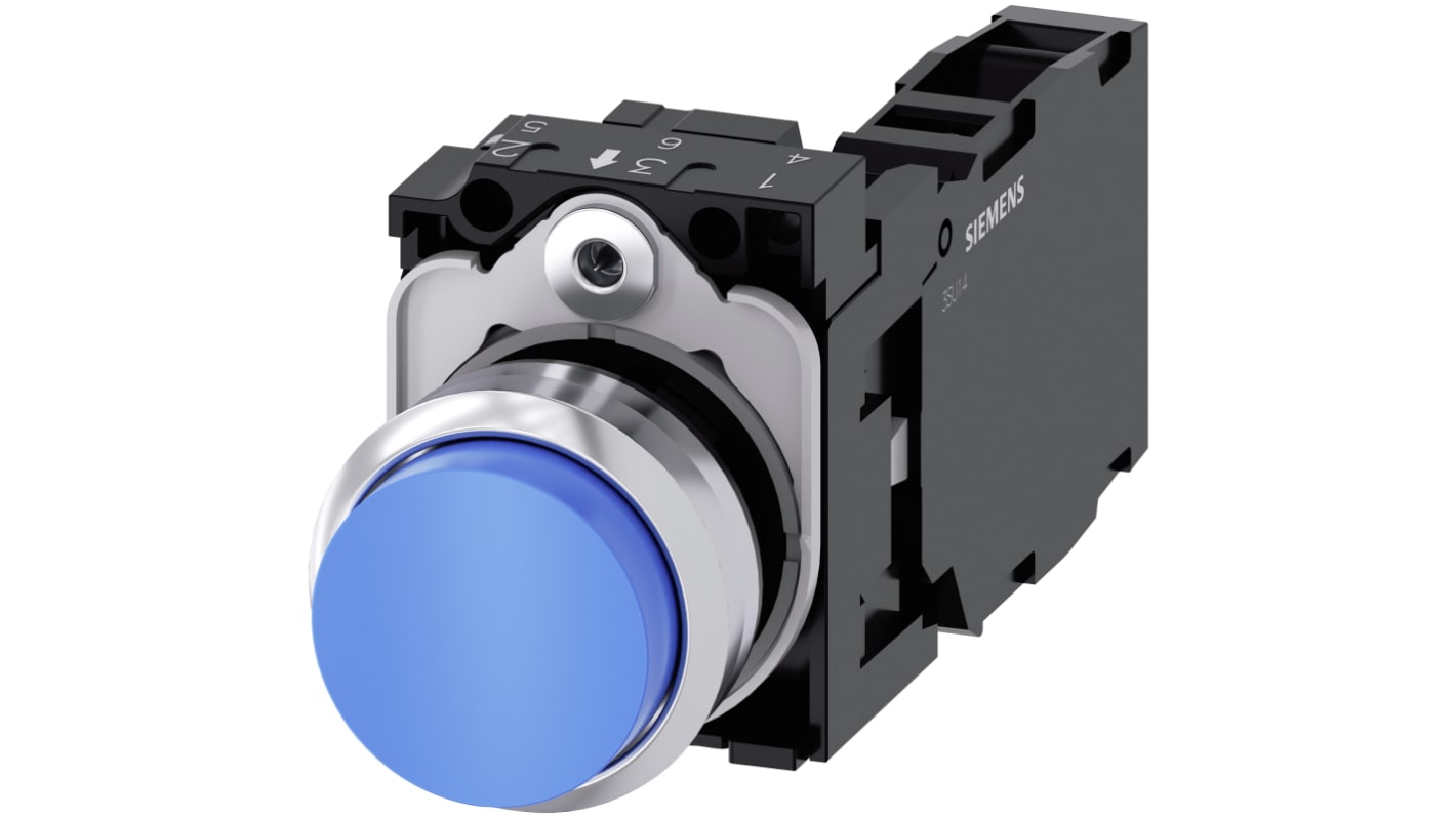 Siemens 按钮开关, Φ22mm开孔, 蓝色圆形塑料, SPST, IP66, IP67, IP69(IP69K), SIRIUS ACT 3SU11系列